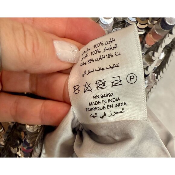 SIMKHAI Ayala Gown Silver Sequin Fringe Dress NWT  - Size 2 - Picture 5 of 14